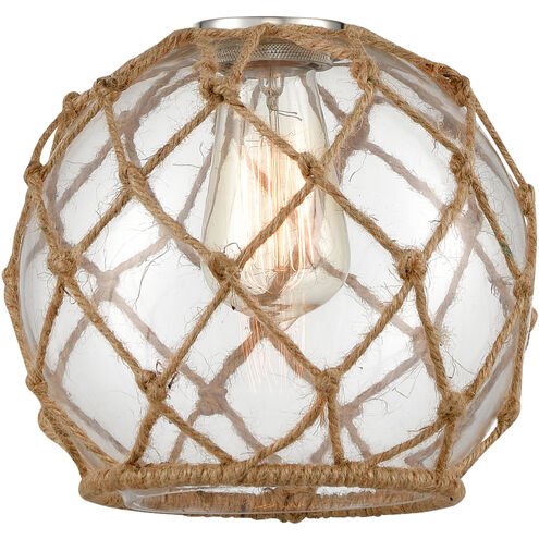 Ballston Farmhouse Rope 3 Light 28 inch Polished Chrome Bath Vanity Light Wall Light in Bulb Not Included, Clear Glass with Brown Rope, Ballston